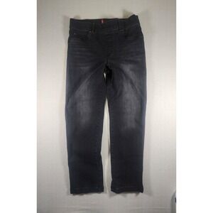 Spanx Jean-ish Straight Leg Crop Black Faded Denim Pull On Womens Size Medium M